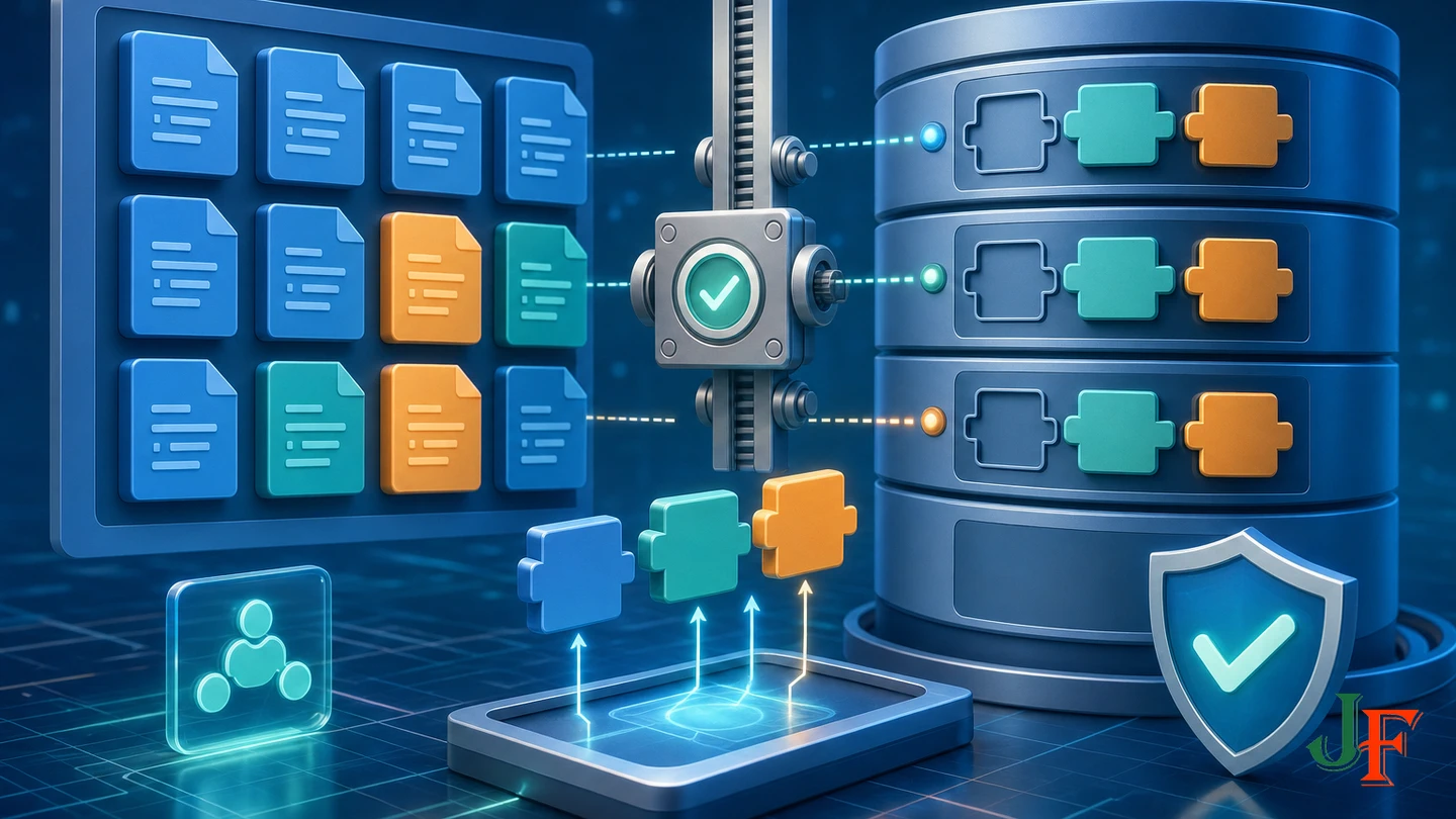 Program files and database structure being safely realigned through a controlled maintenance process