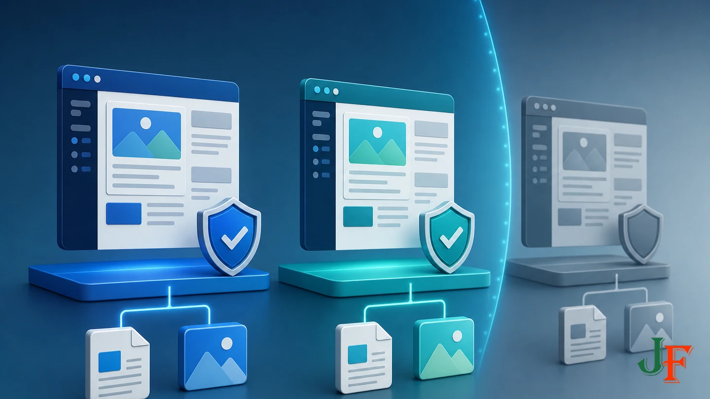 Two supported CMS series sharing a modern media workflow while an older system sits outside the tutorial scope