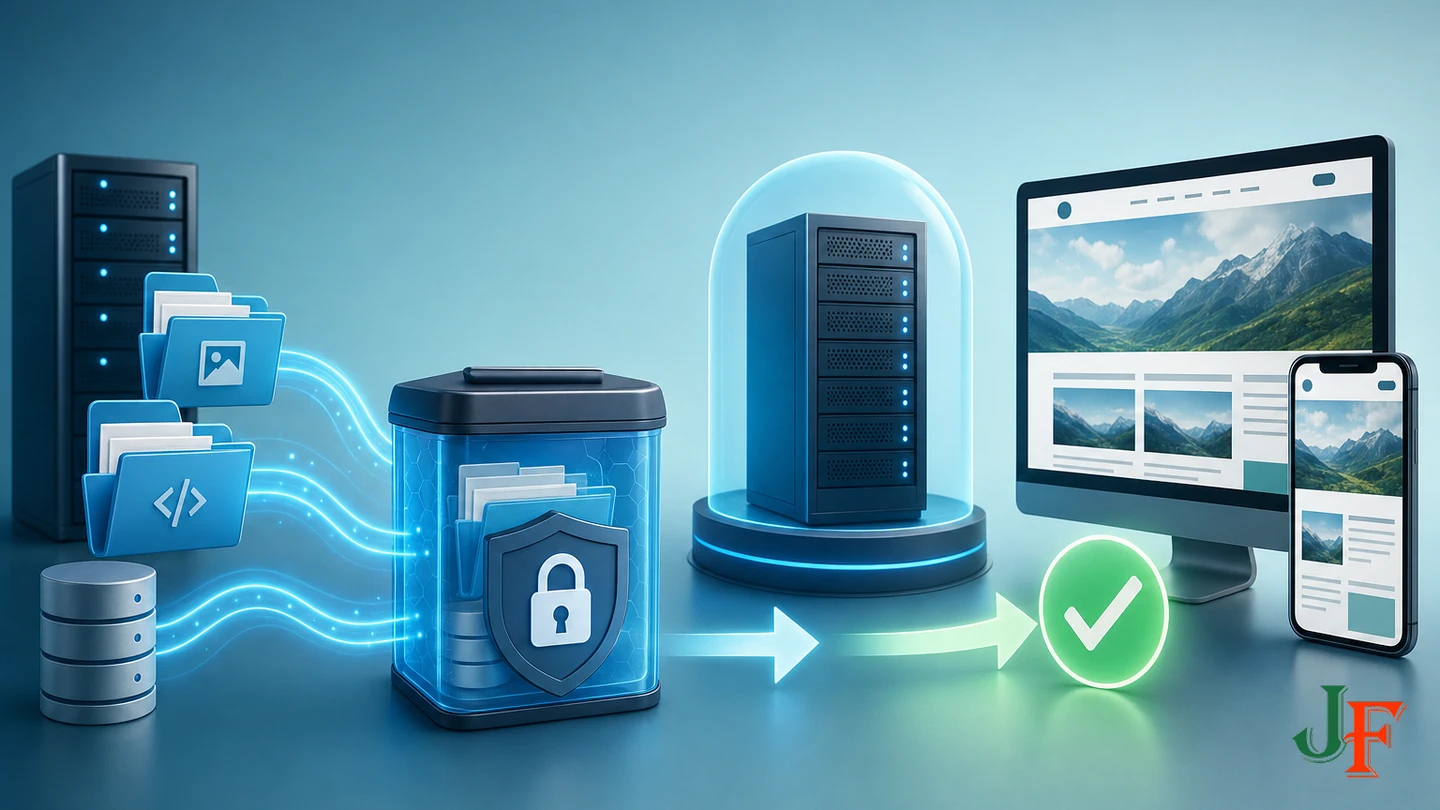 Website files and database restored from a secure backup into an isolated staging environment