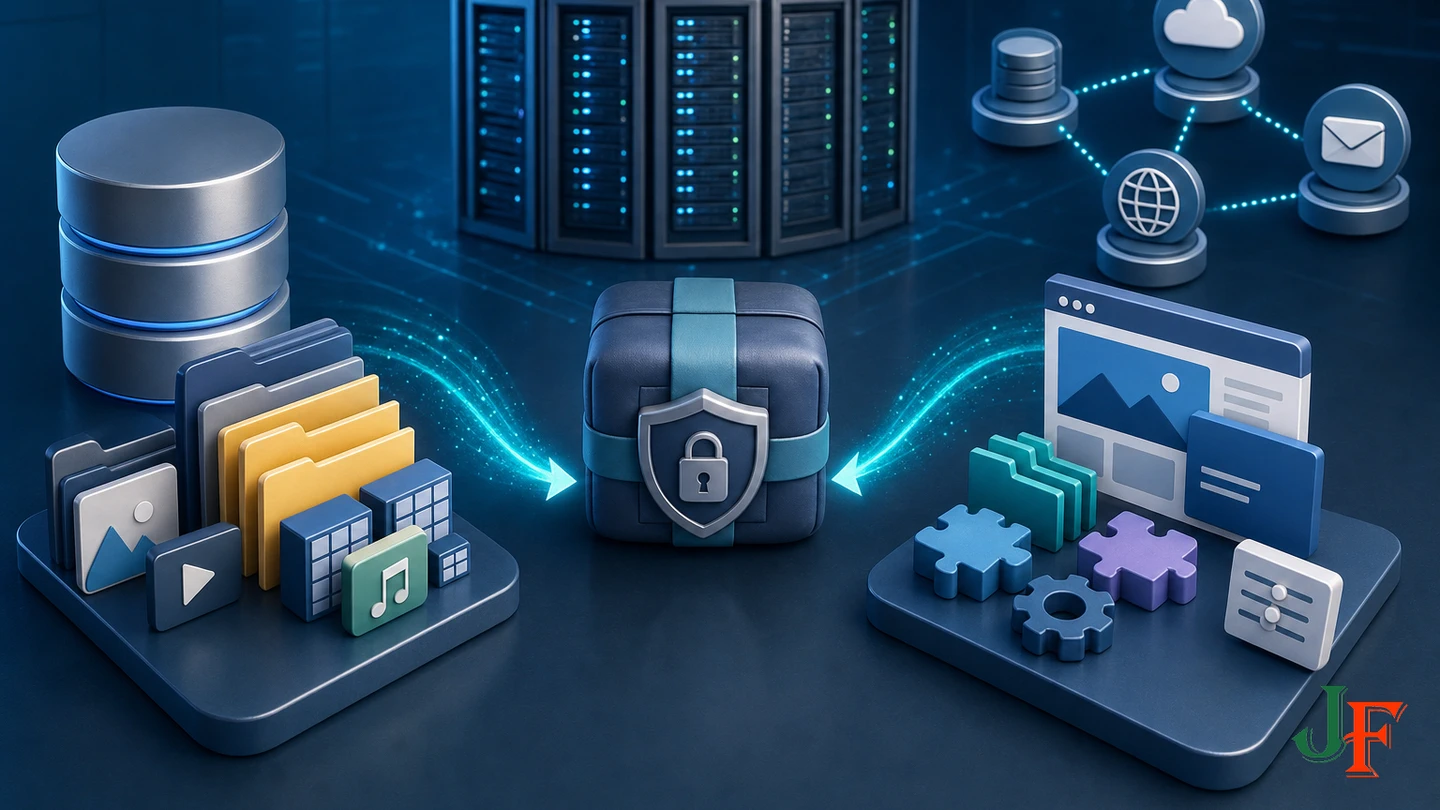 Database and website files combined into one protected Joomla recovery package