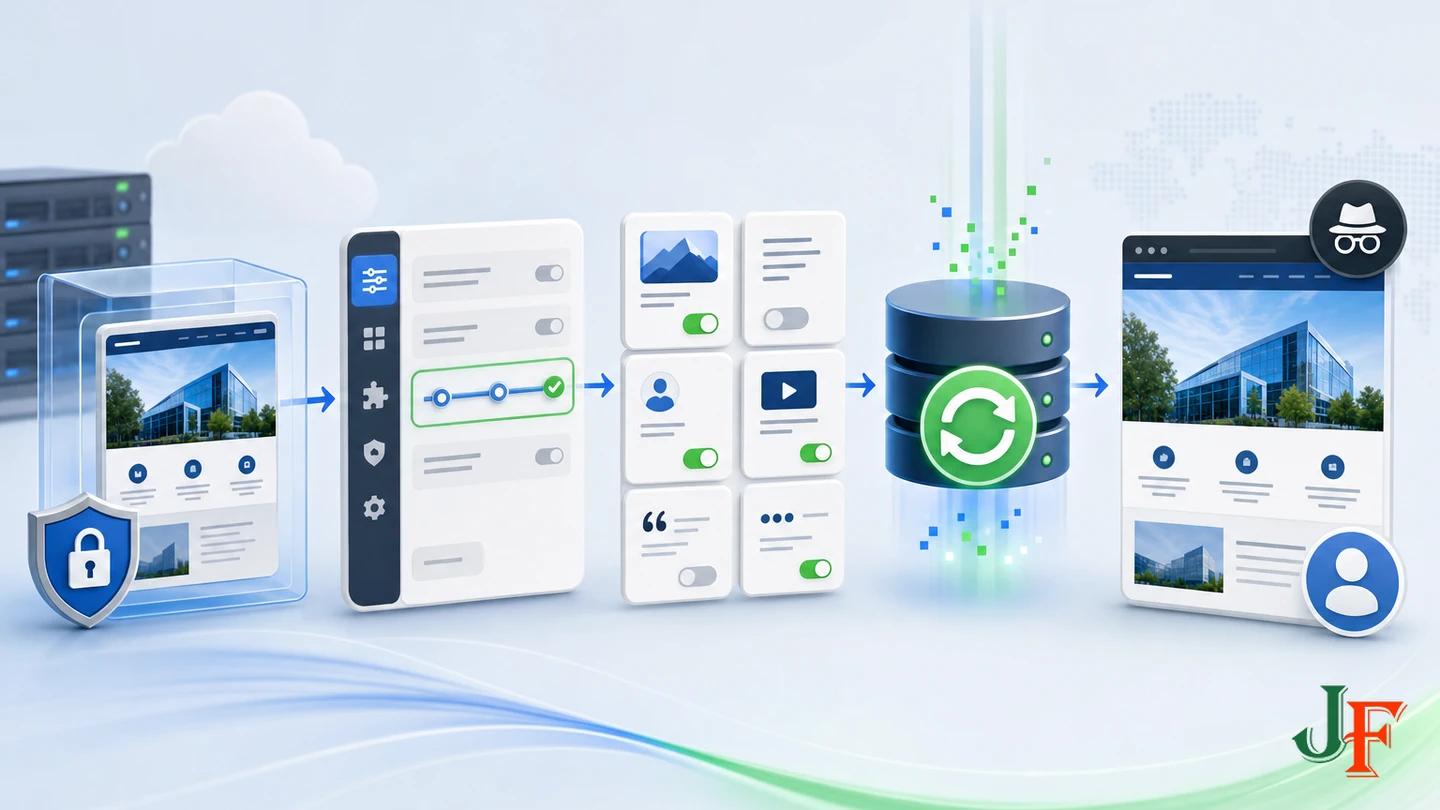 Safe cache configuration workflow from staging through module review and guest testing