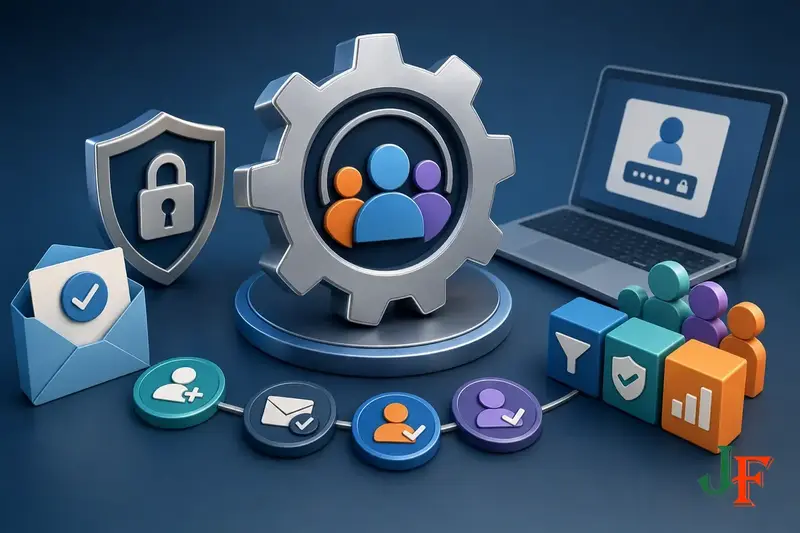 Conceptual editorial illustration representing Joomla User Registration Settings You Should Review through a clear Joomla-focused visual metaphor.
