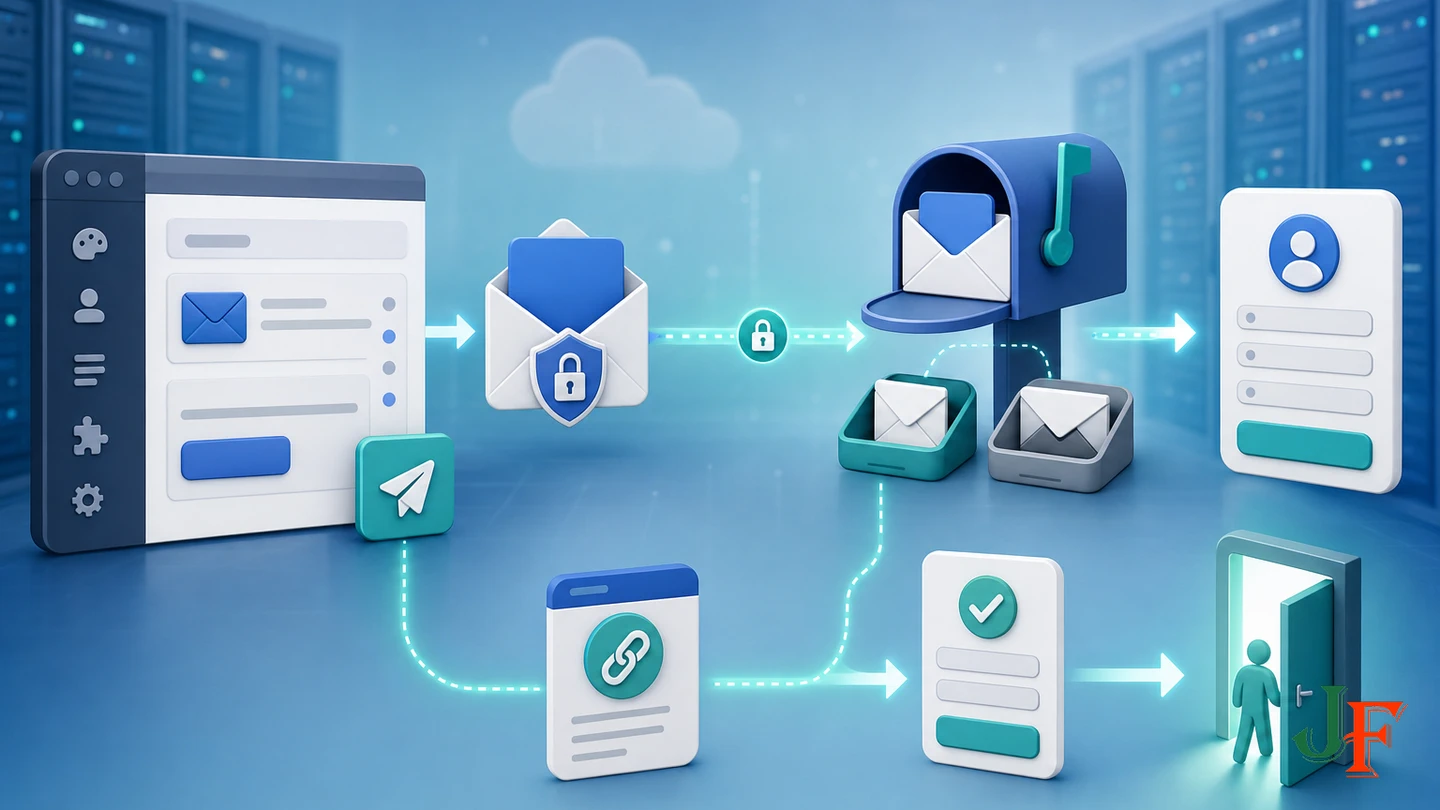 Test email traveling from site mail settings to an external mailbox before registration testing