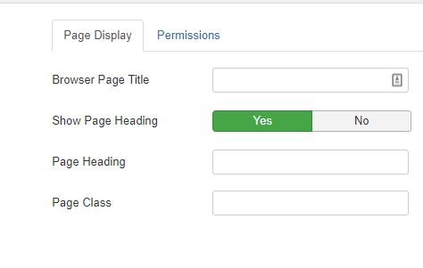 Joomla Menu options